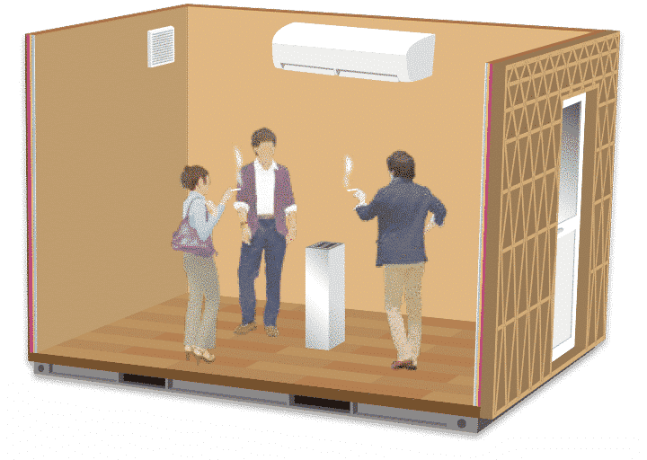 受動喫煙防止対策に建築申請不要のコンテナ型喫煙室屋外喫煙コミュニケーションルーム_イメージ